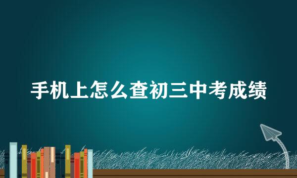 手机上怎么查初三中考成绩