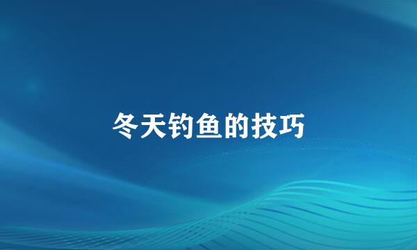 冬天钓鱼的技巧