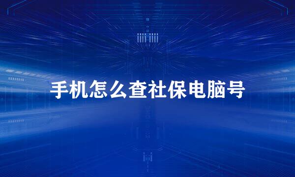 手机怎么查社保电脑号