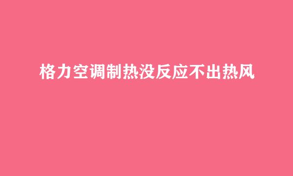 格力空调制热没反应不出热风