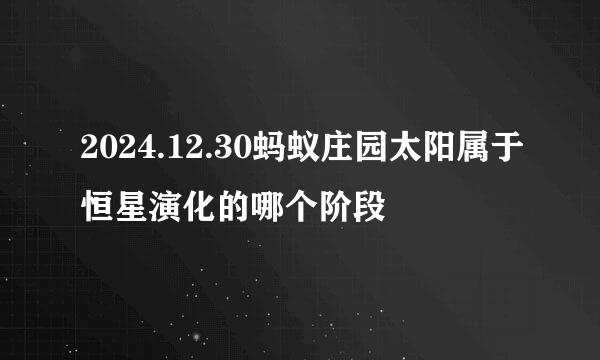 2024.12.30蚂蚁庄园太阳属于恒星演化的哪个阶段
