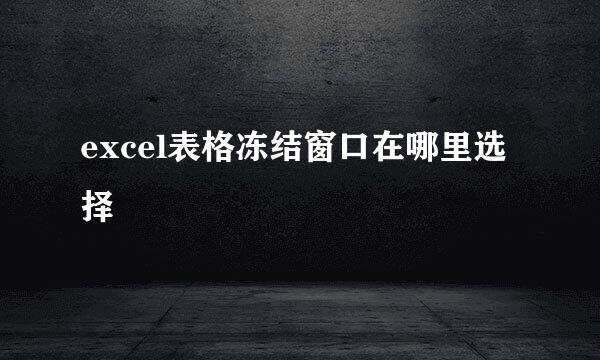 excel表格冻结窗口在哪里选择
