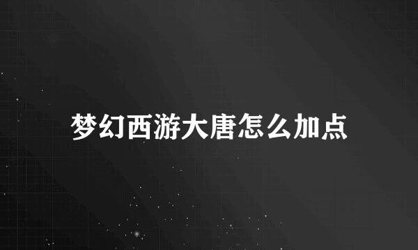 梦幻西游大唐怎么加点
