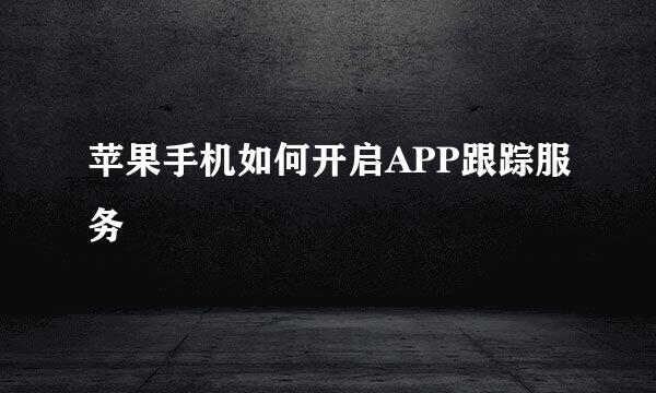 苹果手机如何开启APP跟踪服务