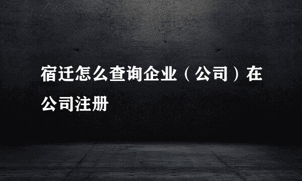 宿迁怎么查询企业（公司）在公司注册