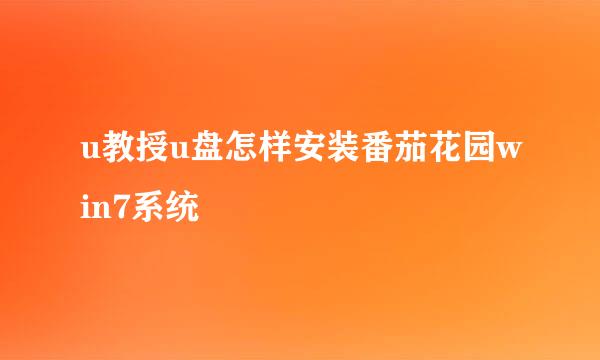 u教授u盘怎样安装番茄花园win7系统