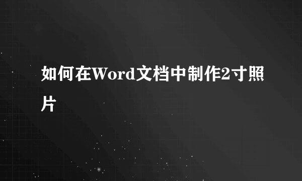 如何在Word文档中制作2寸照片