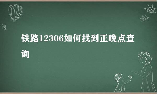 铁路12306如何找到正晚点查询