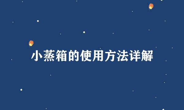 小蒸箱的使用方法详解