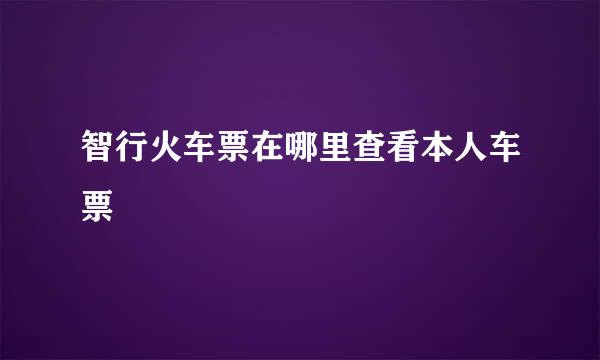 智行火车票在哪里查看本人车票