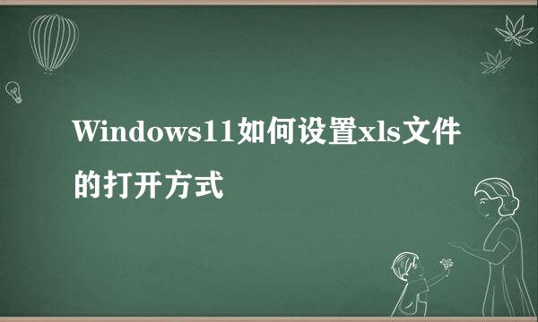 Windows11如何设置xls文件的打开方式