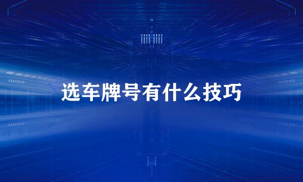 选车牌号有什么技巧