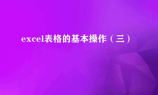 excel表格的基本操作（三）