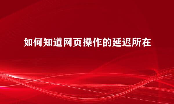 如何知道网页操作的延迟所在