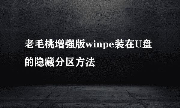 老毛桃增强版winpe装在U盘的隐藏分区方法