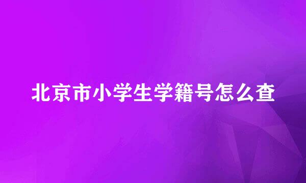 北京市小学生学籍号怎么查