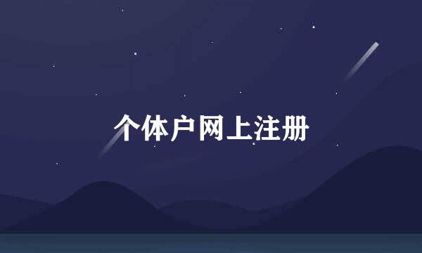 个体户网上注册